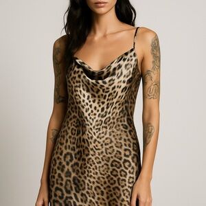 Re:Named Leopard Print Cowl Line Dress